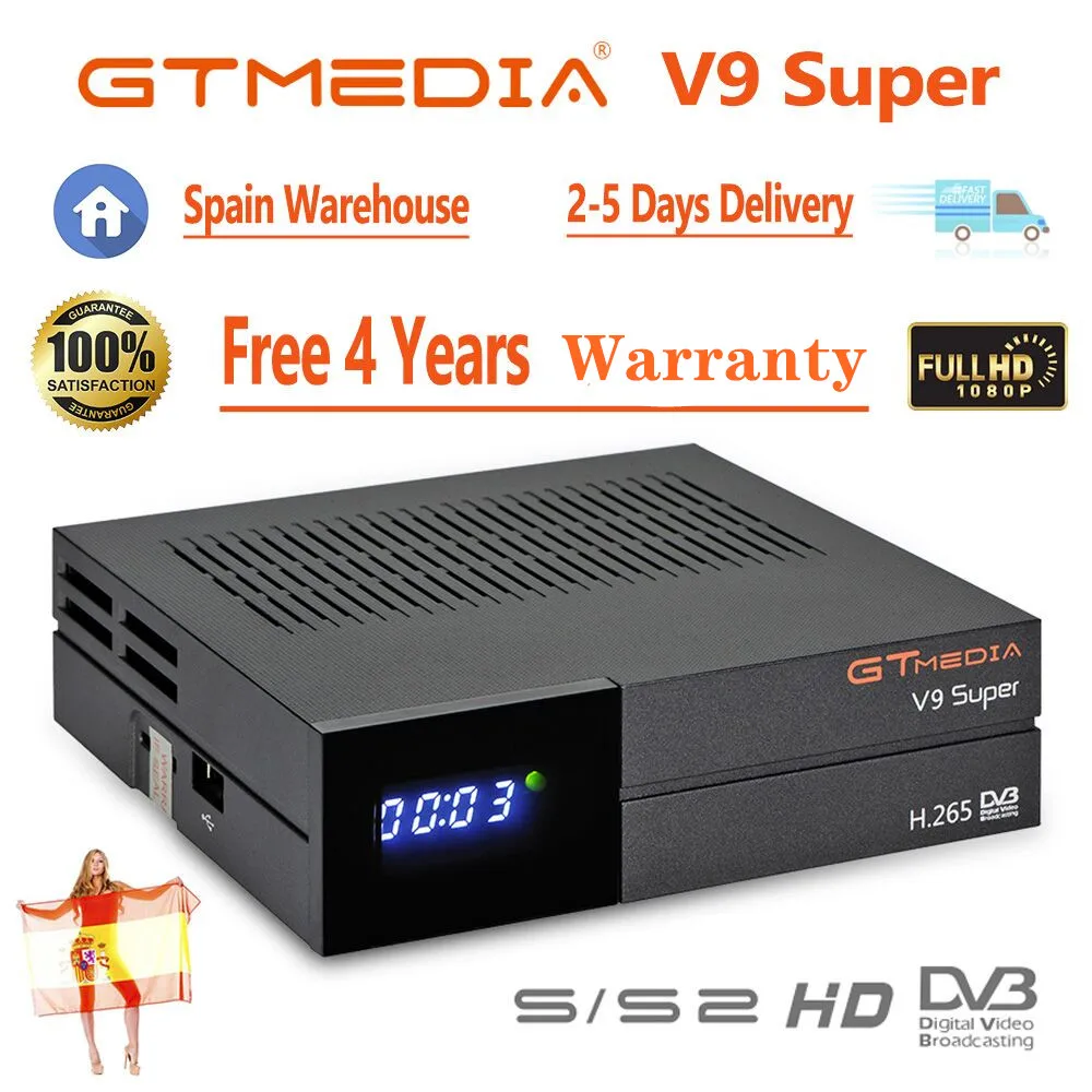 GTmedia приемник сателит V9 супер DVB S2 H2.65 FREESAT V9SUPER телевизора цифровой HD 1080P