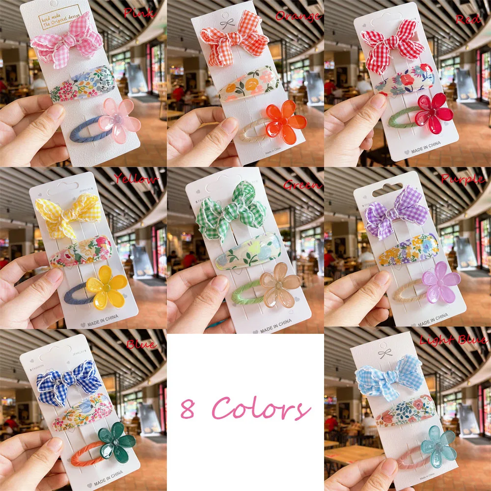 

Candy Color Cute Plaid Bow-Knot Hair Clips Set Girls Women Cute Romantic Cartoon Hair Accessories Modish Bow Tie Hairpins
