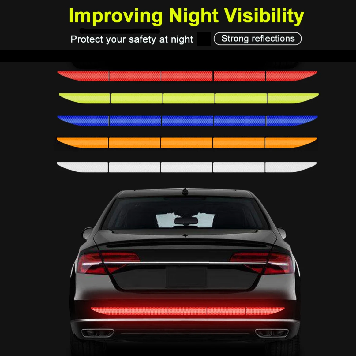 

5Pcs/Set Car Reflectante Tape 91*4cm Car Body Reflector Sticker Warning Reflective Trunk Exterior Accessories Reflex Exterior