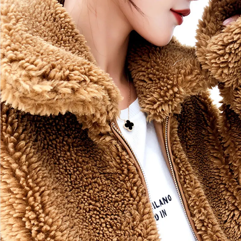 

Autumn Winter New Imitation Lamb Fur Grass Coat Female Teddy Coat Korean Plus Size Loose Mid-length Sheep Shearing Faux Fur Coat