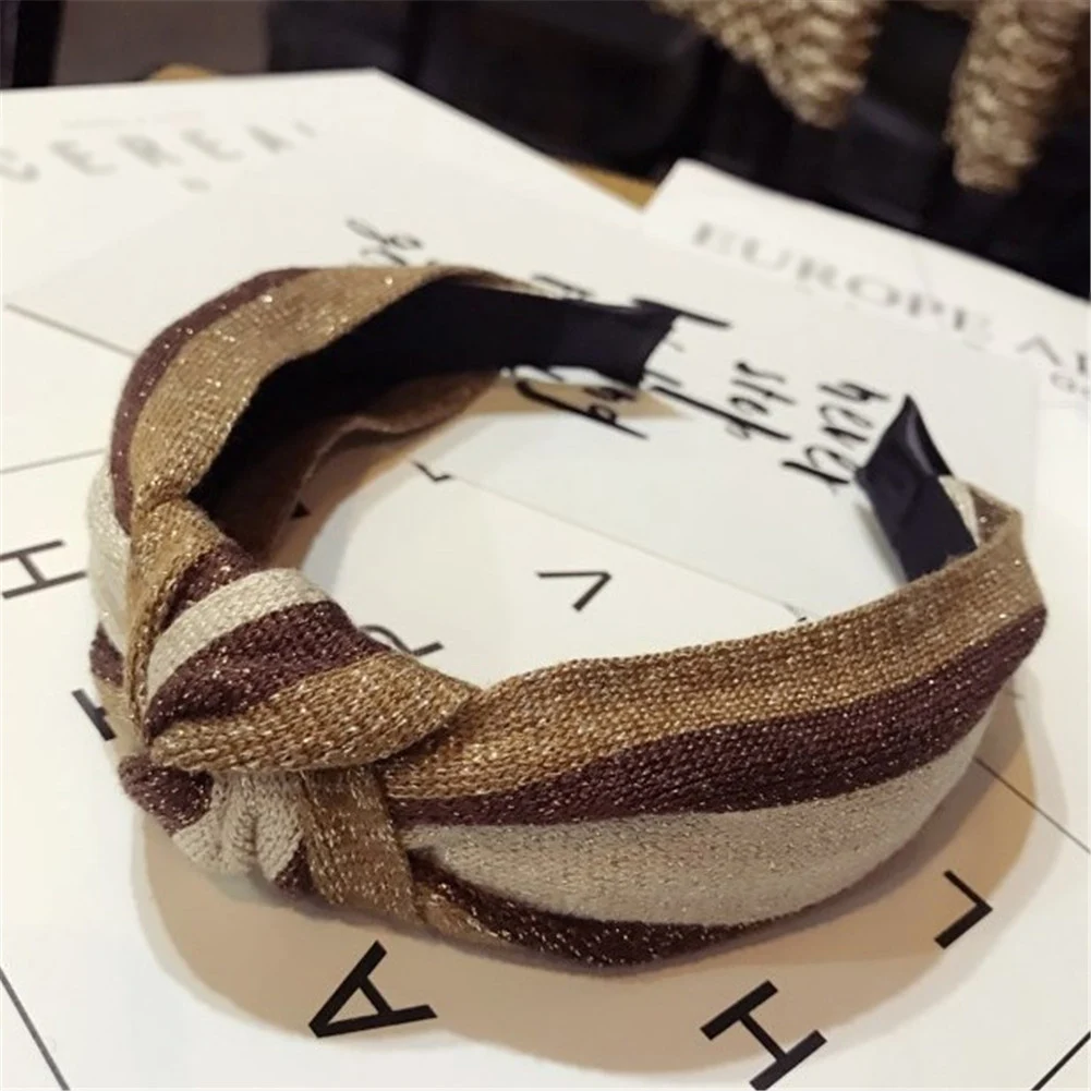 

1PC Solid Knotted Headband Women Hairbands Lady Turban Wide Simple Hair Hoop Girls Hair Accessories Headwear Bronzing Ribbon