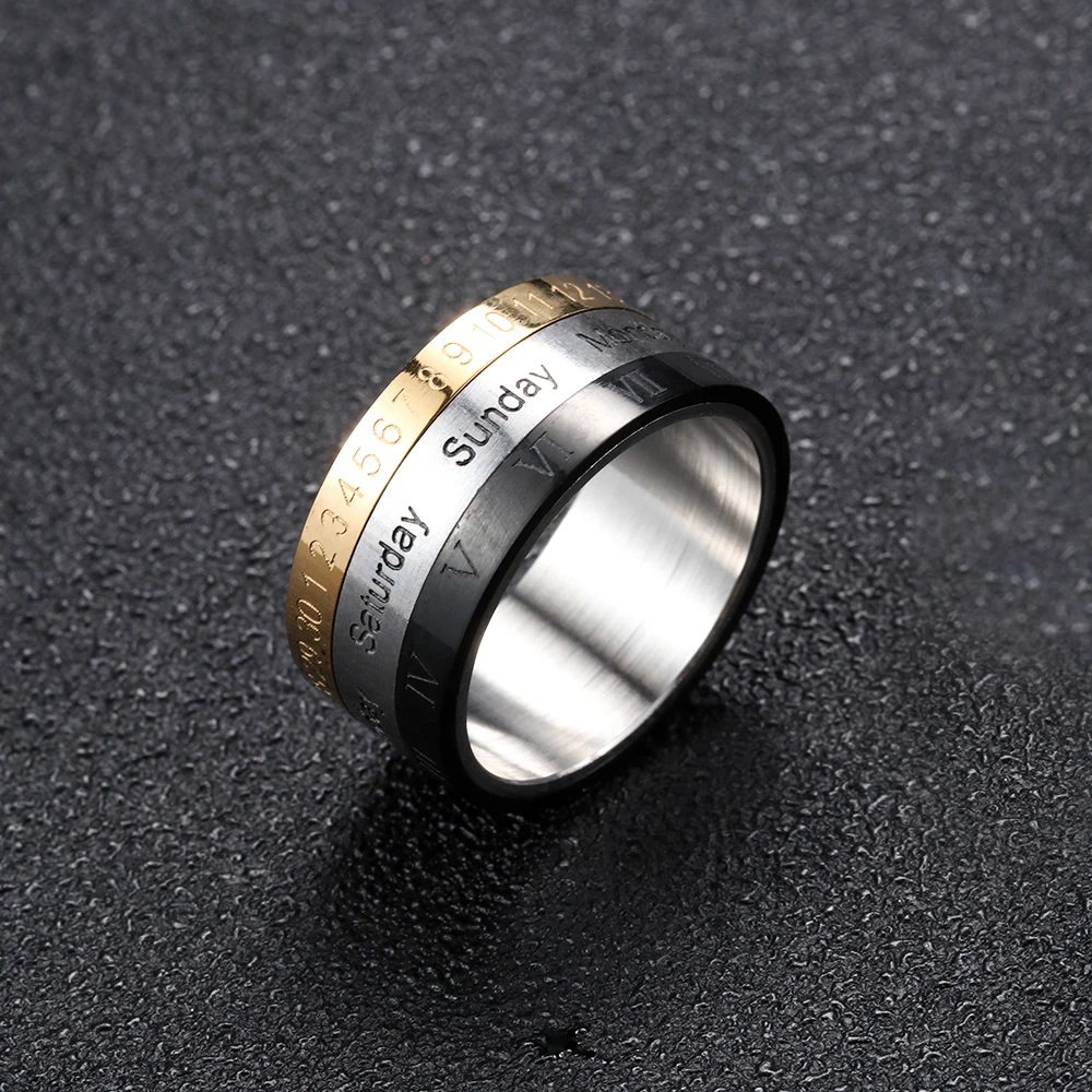 Мужские кольца с римскими цифрами 3 части