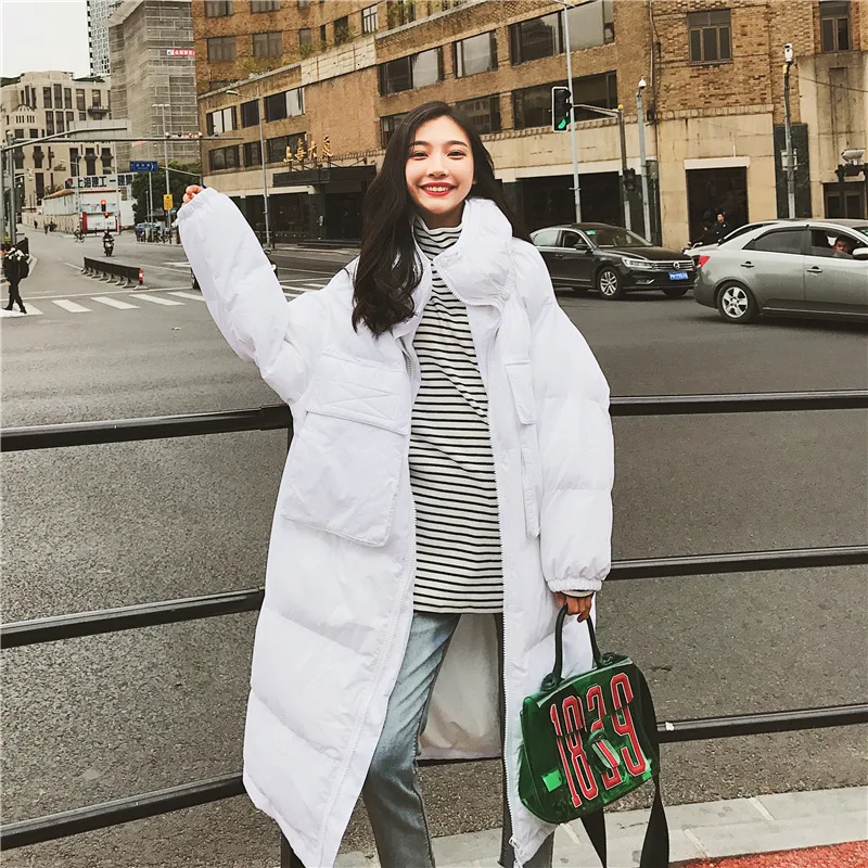 Women Thick Winter Jacket Outwear Oversized Oversize Long Slim Parka Manteau Femme Hiver Big Pocket Black Solid Warm Coat Parkas