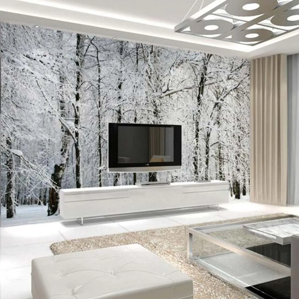 flash silver cloth Зимние ветви дерева обои фото фреска обои s для гостиной ТВ фон 3D обои фрески на заказ любой размер - Цвет: flash silver cloth