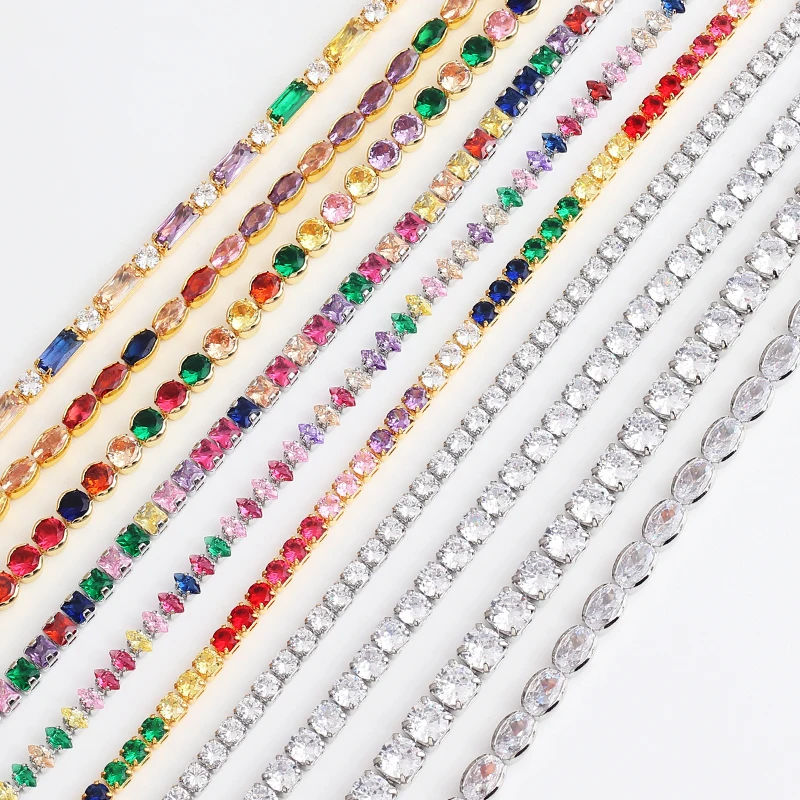 Роскошные регулируемые разноцветные браслеты для тенниса женщин женский