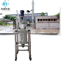 small chemical lab glass reactor 5l with ptfe stirrer with bottom discharge valve