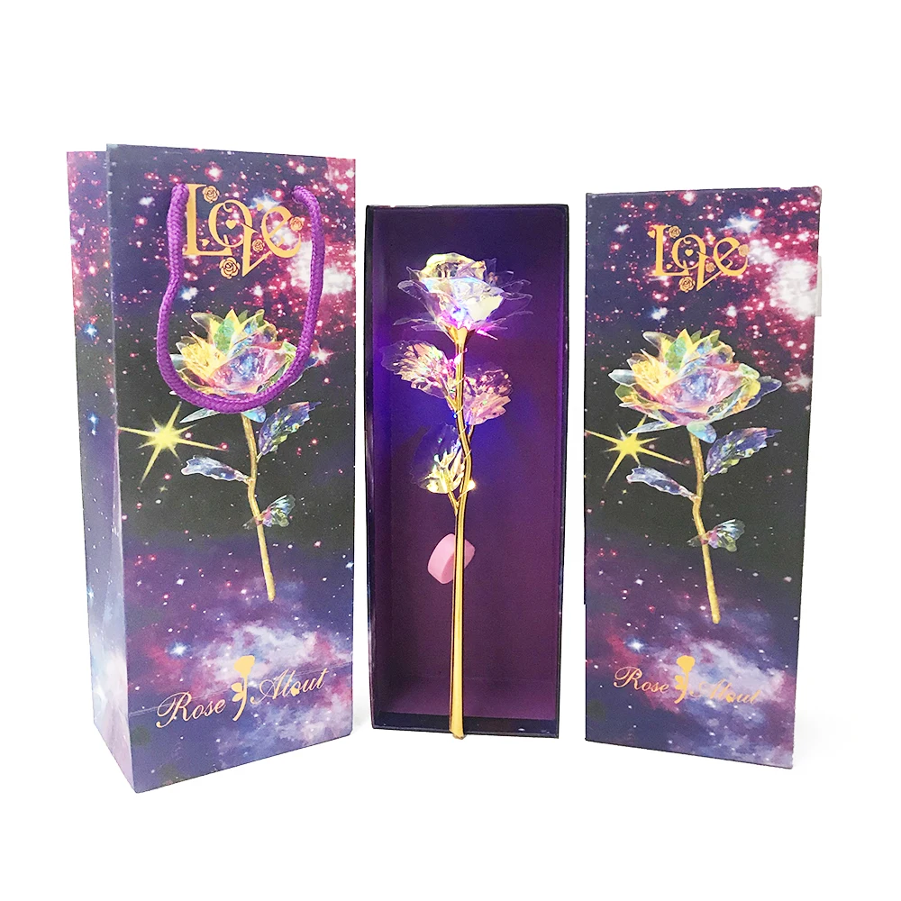 1 шт. имитация вечности 24 к Золотая фольга роза цветок Радуга день Святого