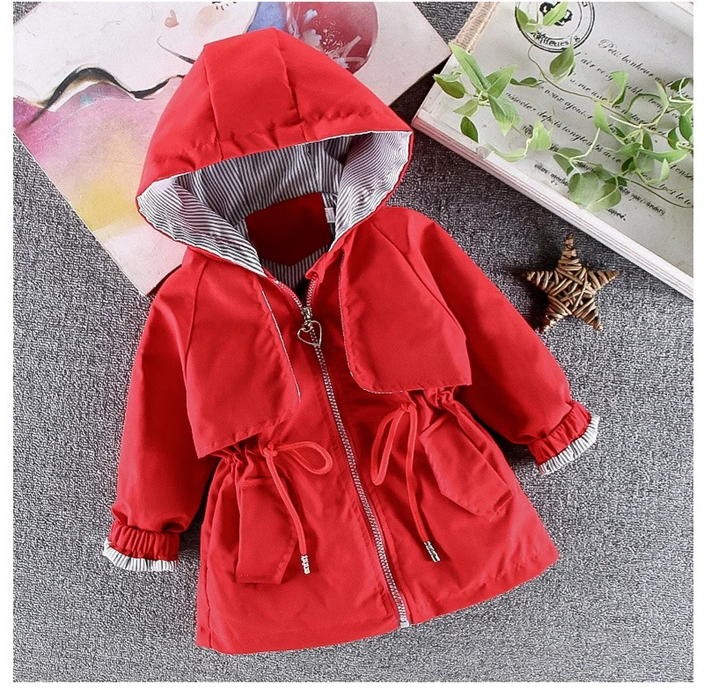 

2021Children Thin Coat Spring Autumn Jackets For Girls Hooded Warm Outerwear Windbreaker Kids Clothes Baby Coat Clothing