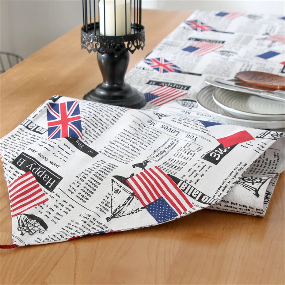 Креативная американская газета прямоугольный стол бегуны для дома Обеденный