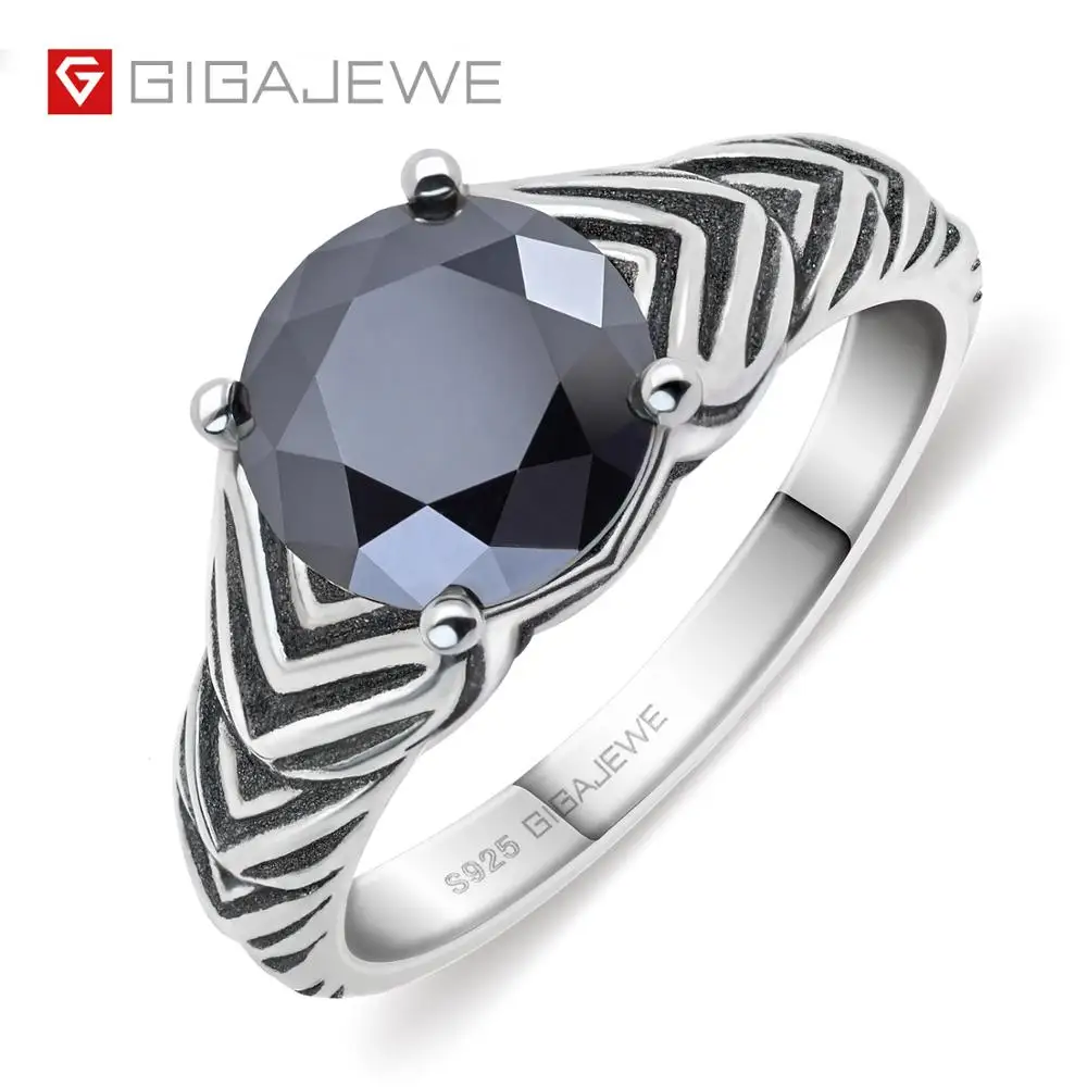 GIGAJEWE 2.0ct 8 0 мм EF круглое кольцо из тайского серебра 925 пробы с бриллиантами