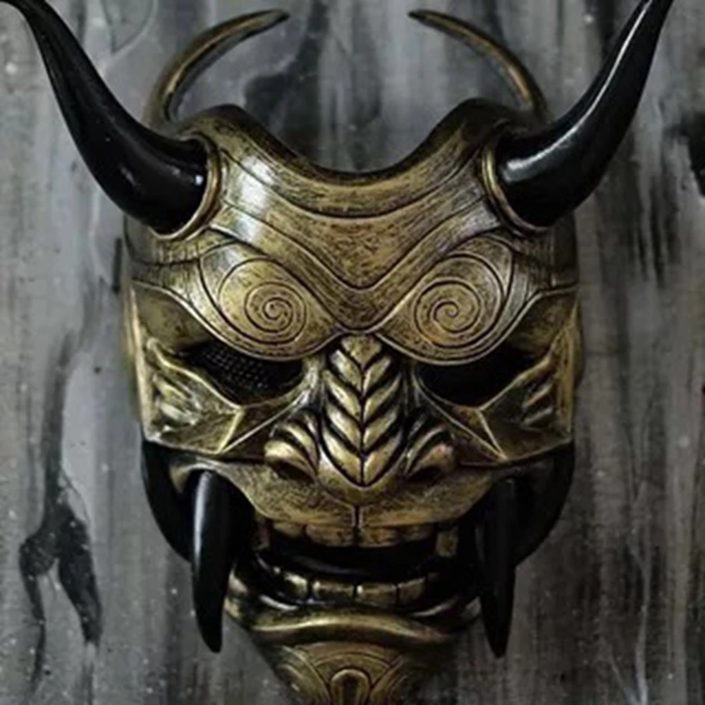 Japanese Ghost Hannya Halloween Masquerade Cospaly Mask Prajna Half Face Masks Samurai Horror Skull Party For Adult | Тематическая