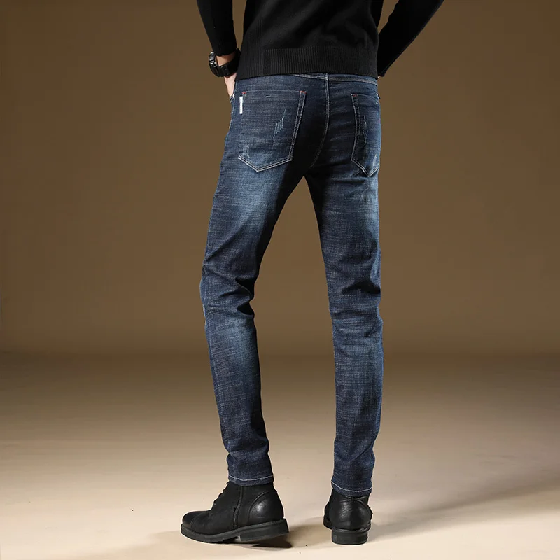 Thoshine Brand Spring Summer Men Thin Jeans Slim Fit Fashion Style Male Denim Pencil Pants Elastic Skinny Fit CowboyTrousers