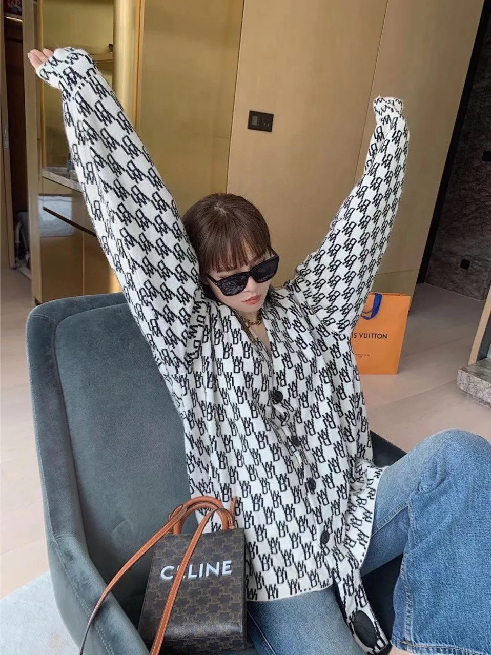 

Woman's Loose Cardigan Sweater for Autumn 2020 Designer Luxury Woman Clothing Streetwear Harajuku Kpop Korean Style