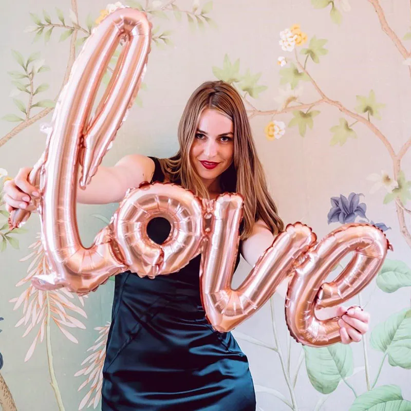Red Ligatures Love Letter Foil Balloon Wedding Valentines Anniversary Party Decoration Wife Lover Romantic Props Surprise Gift | Дом и сад