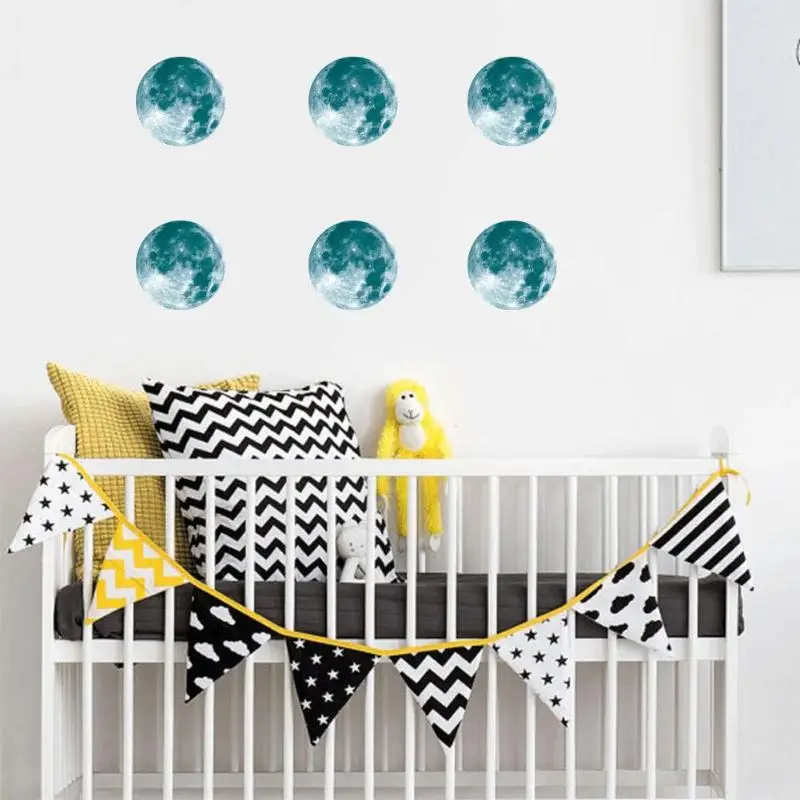 3D наклейки на стену в виде Луны планеты водонепроницаемые супер яркие украшения