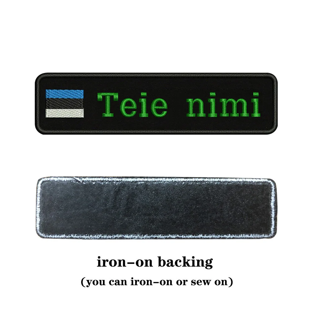 green-iron on Вышивка на заказ, флаг, название или заплатка с текстом 10 см* 2,5 см, значок с железом или липучкой для одежды, штанов, рюкзаков, шапок - Цвет: green-iron on