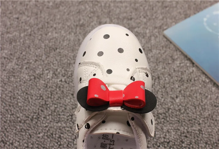 Zapatillas de deporte ligeras para ni&ntilde;os y ni&ntilde;as, zapatos informales con nudo de mariposa y puntos ondulados, zapatos brillantes para beb&eacute;s, novedad de primavera 2022-5
