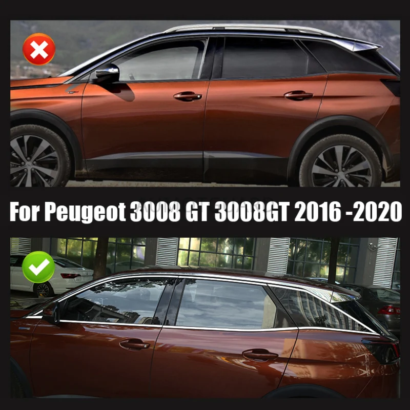 

Для Peugeot 3008 GT 3008GT 2016 2017 2018 2019 2020 автомобиля нержавеющая сталь гарнир столб окна средняя полоса отделка рамка лампа капот