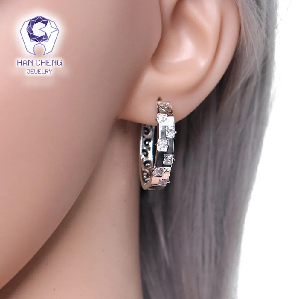 HanCheng новые модные очаровательные маленькие серебряные полые круглые драгоценные камни серьги-кольца с цирконом для женщин ювелирные изделия brincos bijoux