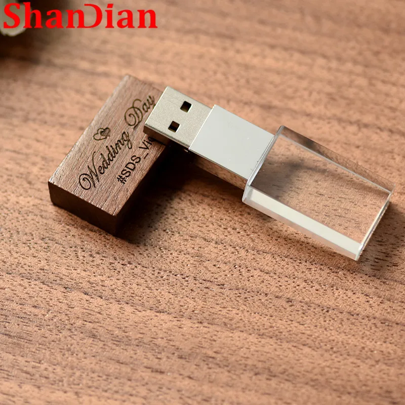 USB флеш накопитель SHANDIAN деревянный с кристаллами 8/16/32/64 ГБ|USB флэш-накопители| |