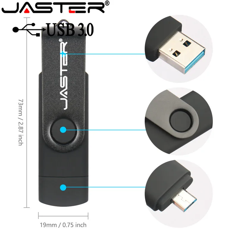 USB флеш-накопитель JASTER 2 в 1 3 0 256 ГБ 64 32 16 8 OTG высокоскоростной для Android/ПК |