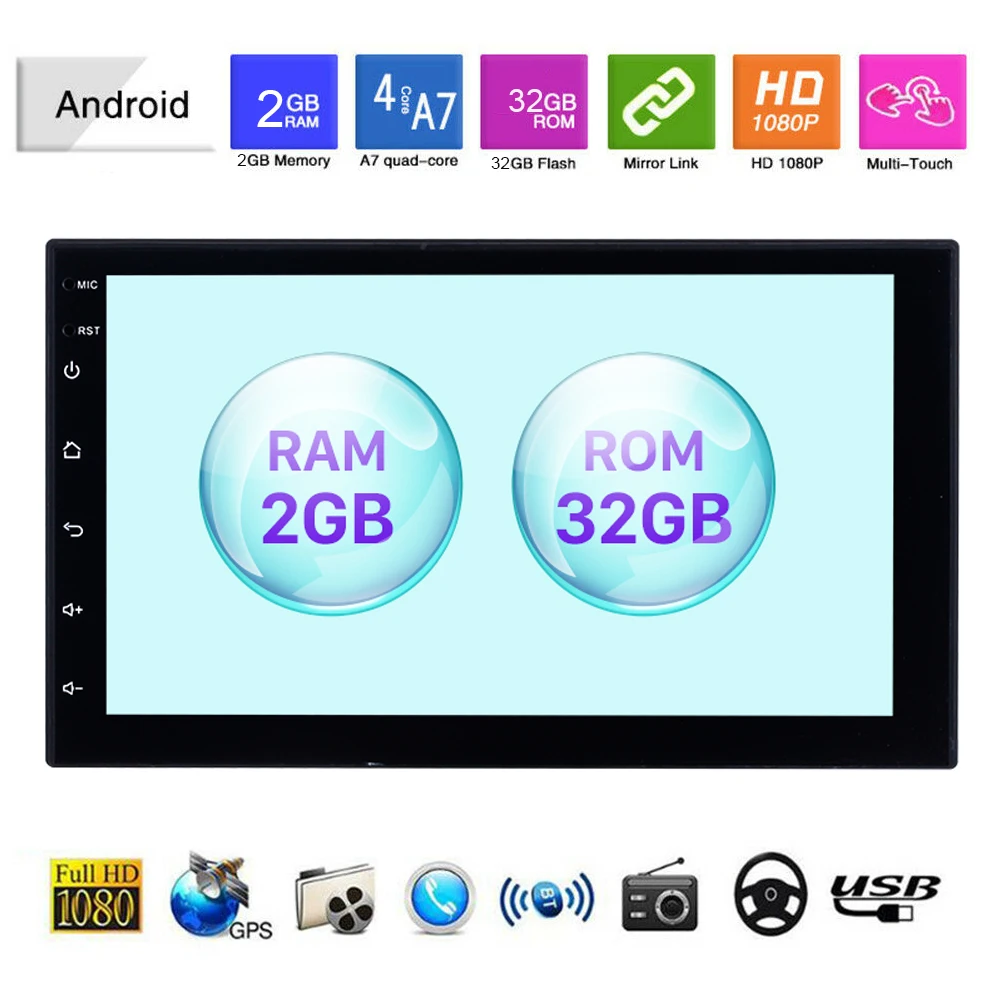 7 ''2 Din Android 9,1 автомобильный Радио Стерео gps навигация 2+ 32G автомобильный мультимедийный плеер automag для peugeot hyundai VW golf 3 Nissan