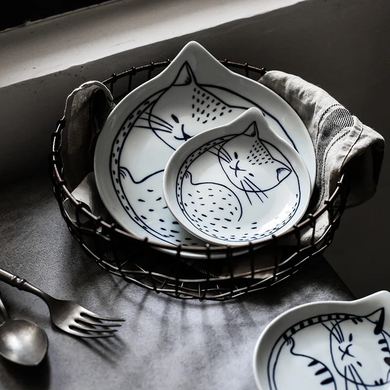 Оригинальность японский мультфильм посуда блюдо прекрасный кот керамика диск