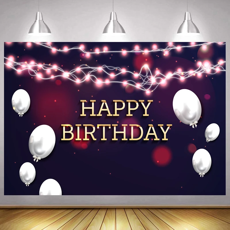 

Shiny Balloons Stars Backdrop Women Girls Birthday Party Decor Personalized Banner Cake Photography Background Studio Photocall