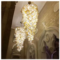 luxury gold crystal chandeliers light fixture led murano glass flower plate modern art chandelier lighting for hotel project
