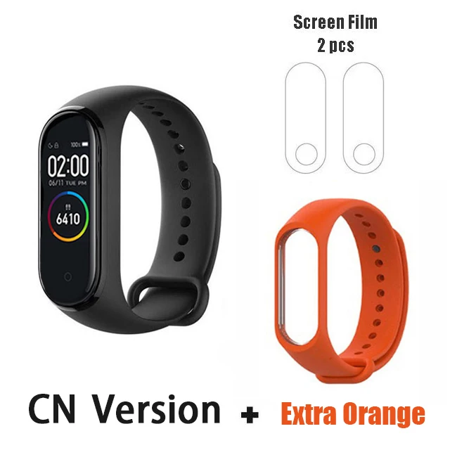 CN orange film Глобальная версия Xiaomi Mi Band 3 Смарт-Браслет фитнес-браслет 3 большой сенсорный экран сообщение частота сердечных сокращений Smartband - Цвет: CN orange film