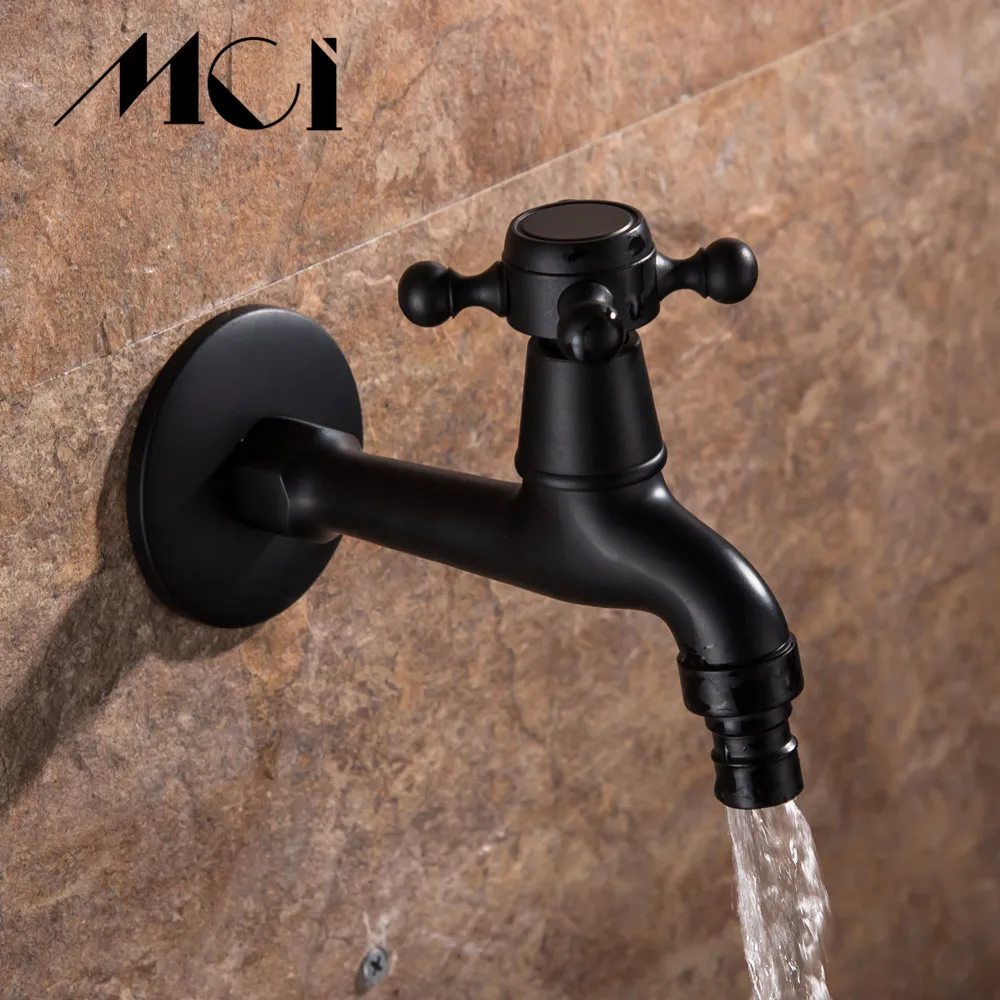 Смеситель для ванной комнаты черный латунный с настенным креплением|Сливные