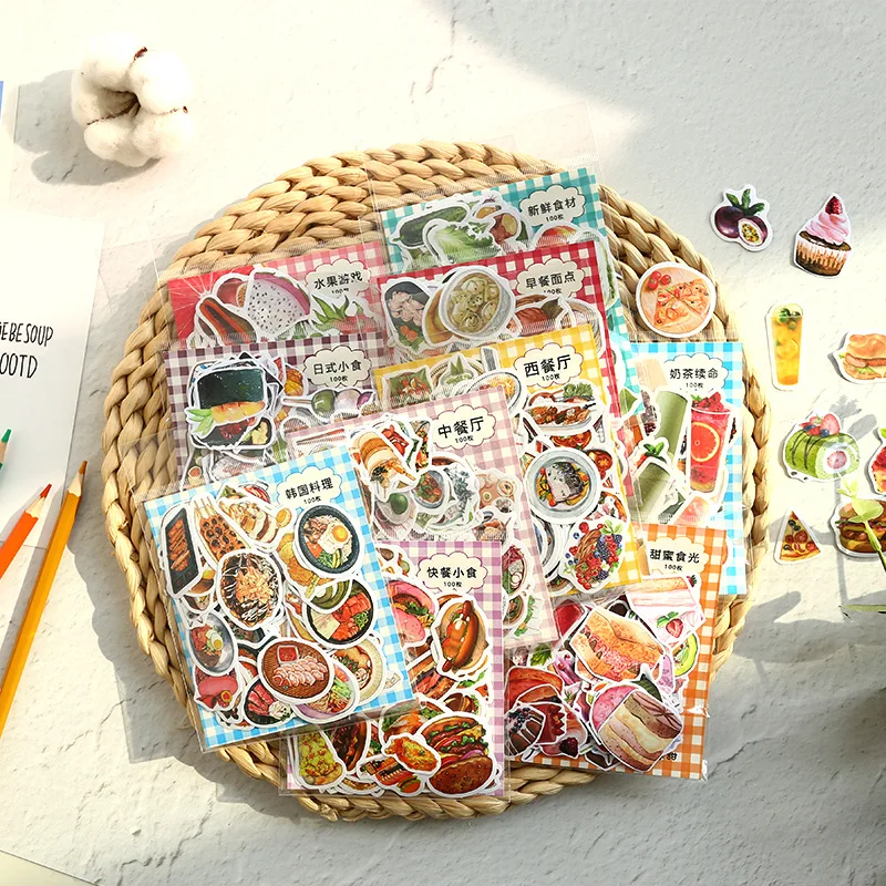 

Cartoon animal food Stationery Stickers Pack Posted Kawaii Planner Scrapbooking Memo Stickers Escolar School Supply