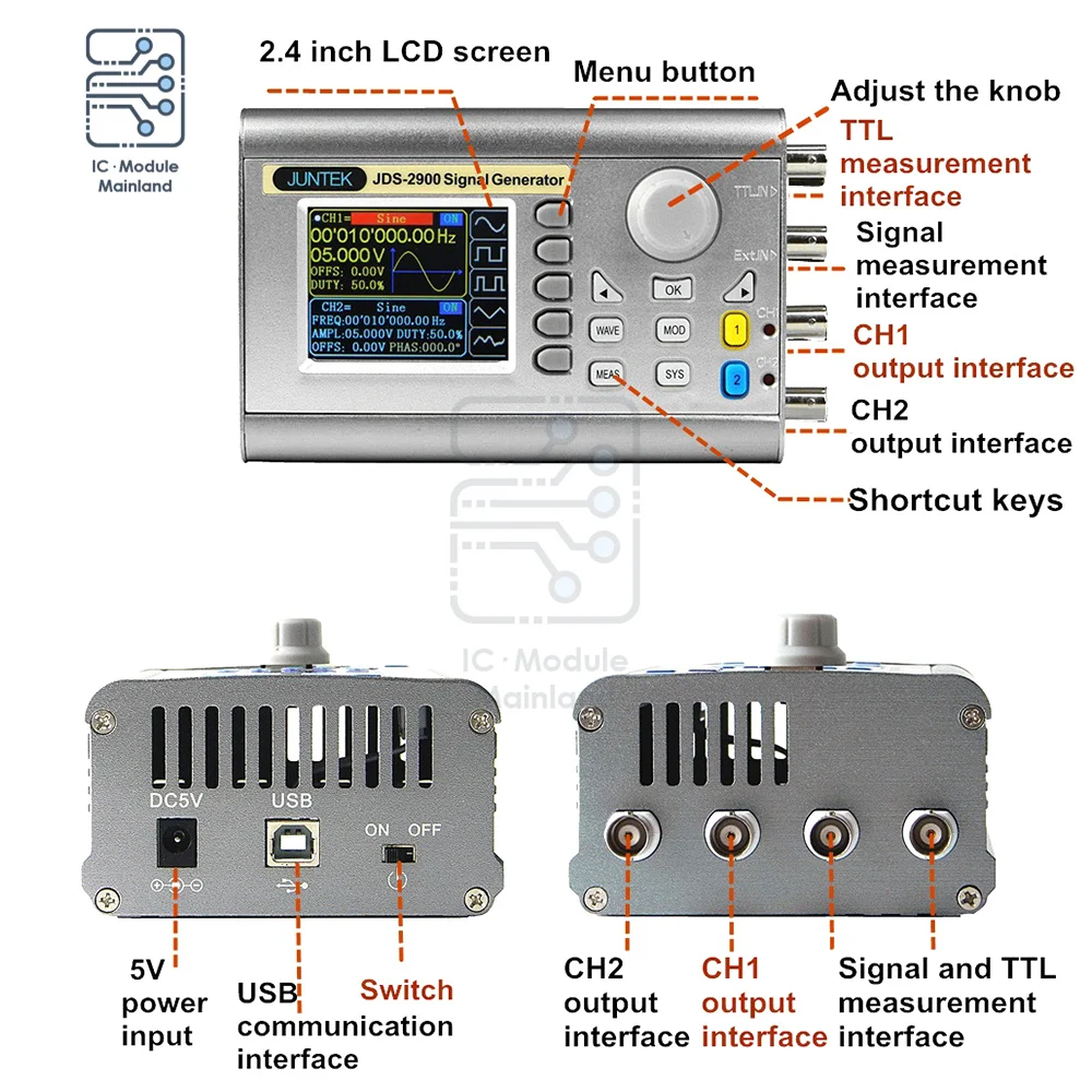 

60MHz DDS Function Signal Generator JDS2900-60M Digital Control Dual-channel Frequency meter Arbitrary waveform generator