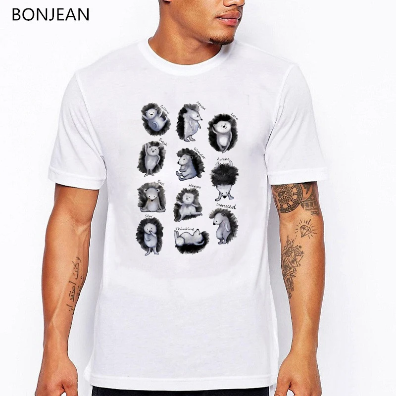 Мужские футболки с принтом Hedgehogs Days забавным дизайном животных Мужская футболка