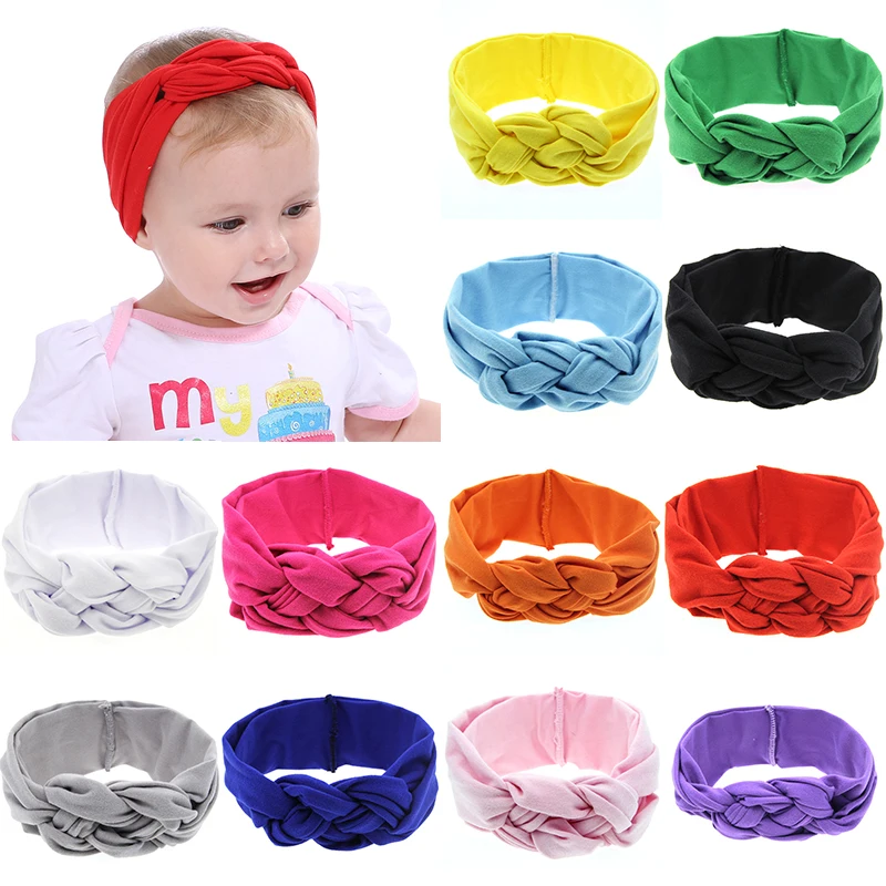 

2020 Fashion Braided Cotton Headbands Kids Girls Twisted Cross Knot Headwraps wid Stretchy Hairbands Children Hair Accessories