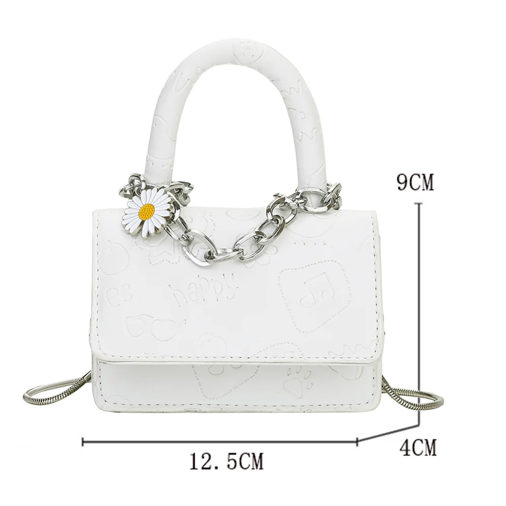 

Casual Women Chain Crossbody Bags Daisy Trunk Totes Bag Cartoon PU Leather Solid Shoulder Messenger Handbag Purse