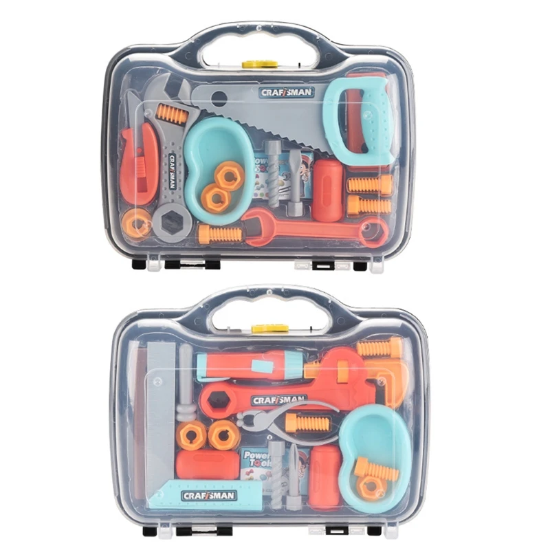 

J60B Kids Toy Tool Set Realistic Kids Construction Toy Include Drill, Sander Toy, Handsaw and Screw Toy Spliced into Tank