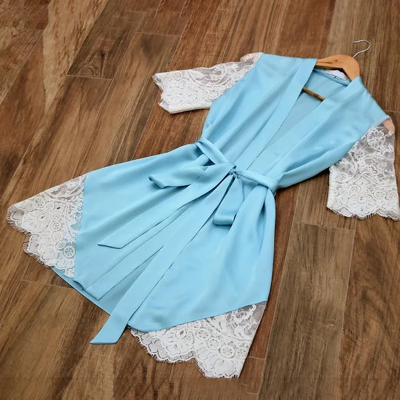 Новейший женский Шелковый кружевной купальный халат нижнее белье сексуальное