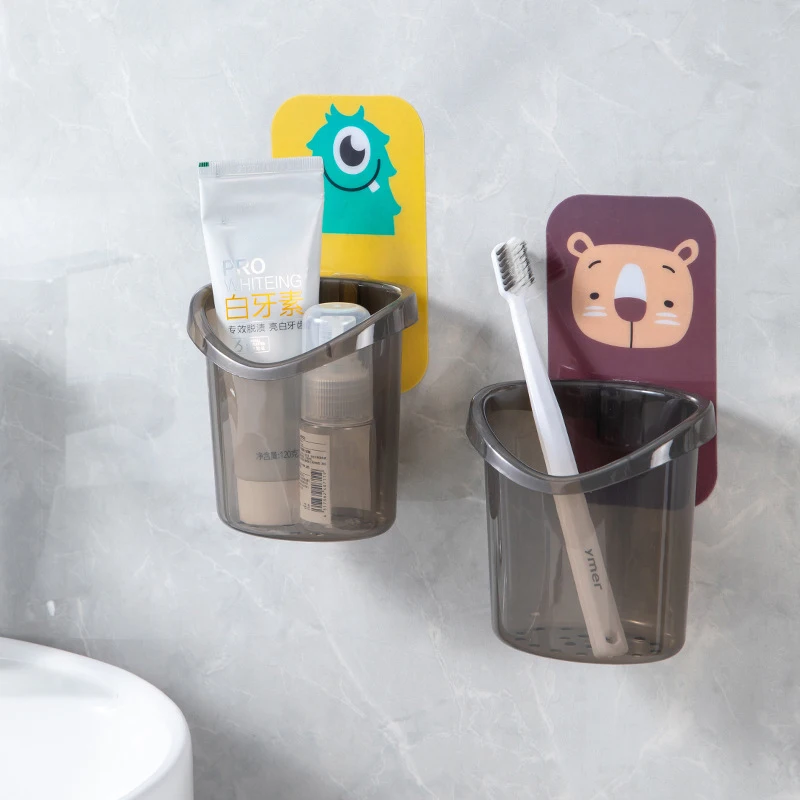 

1pcs Detachable Cartoon Children's Mouthwash Cup Toothpaste Storage Rack Bathroom Toothbrush Toothpaste Wall Suction Holder Rack