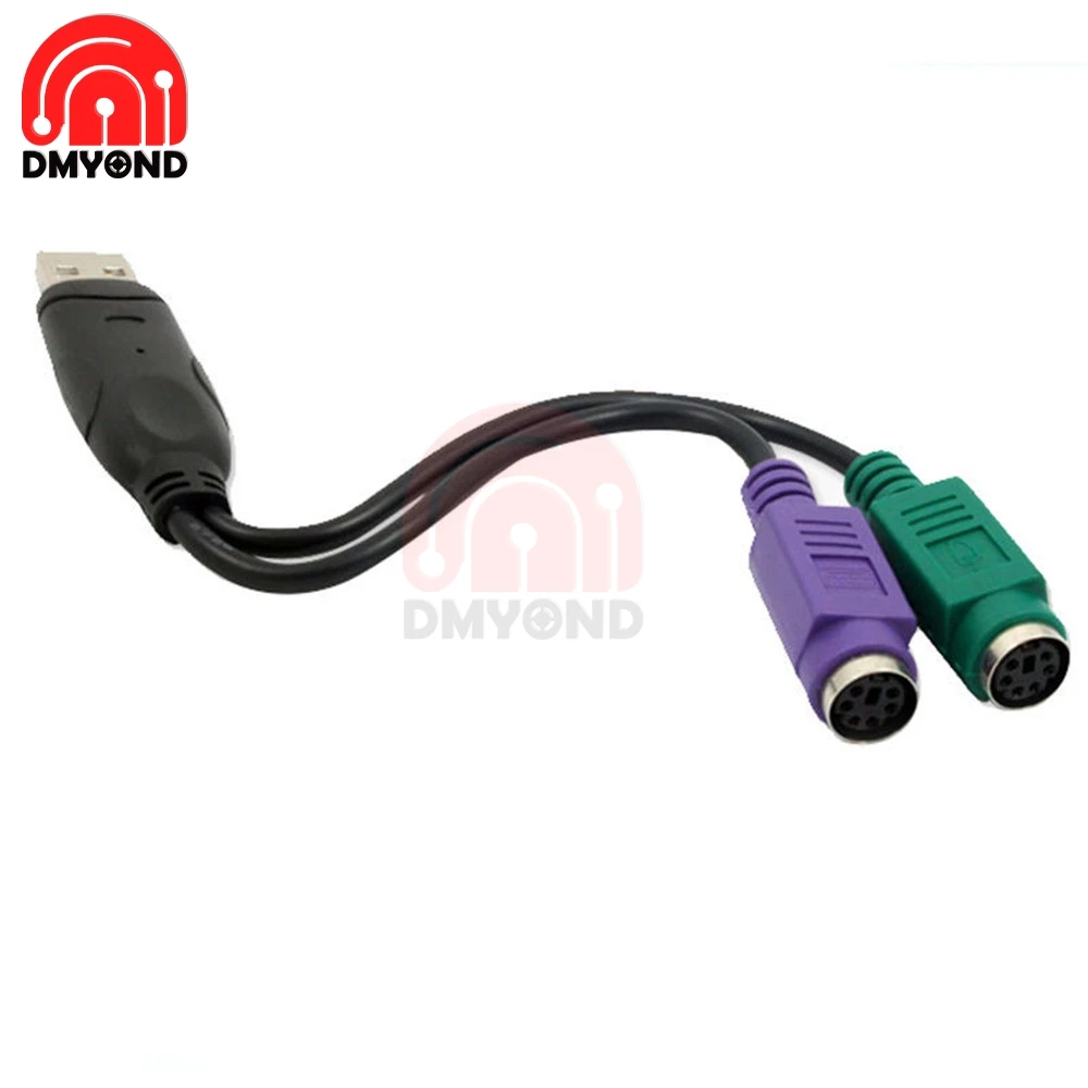 Кабель переходник PS/2 PS2 с двумя разъемами мама на USB папа для клавиатуры и