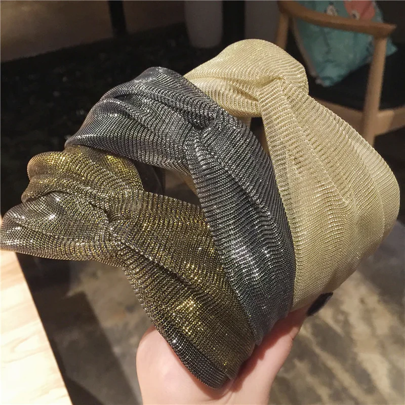 Повязка для волос с жемчугом женская модный обруч металлическим узелком