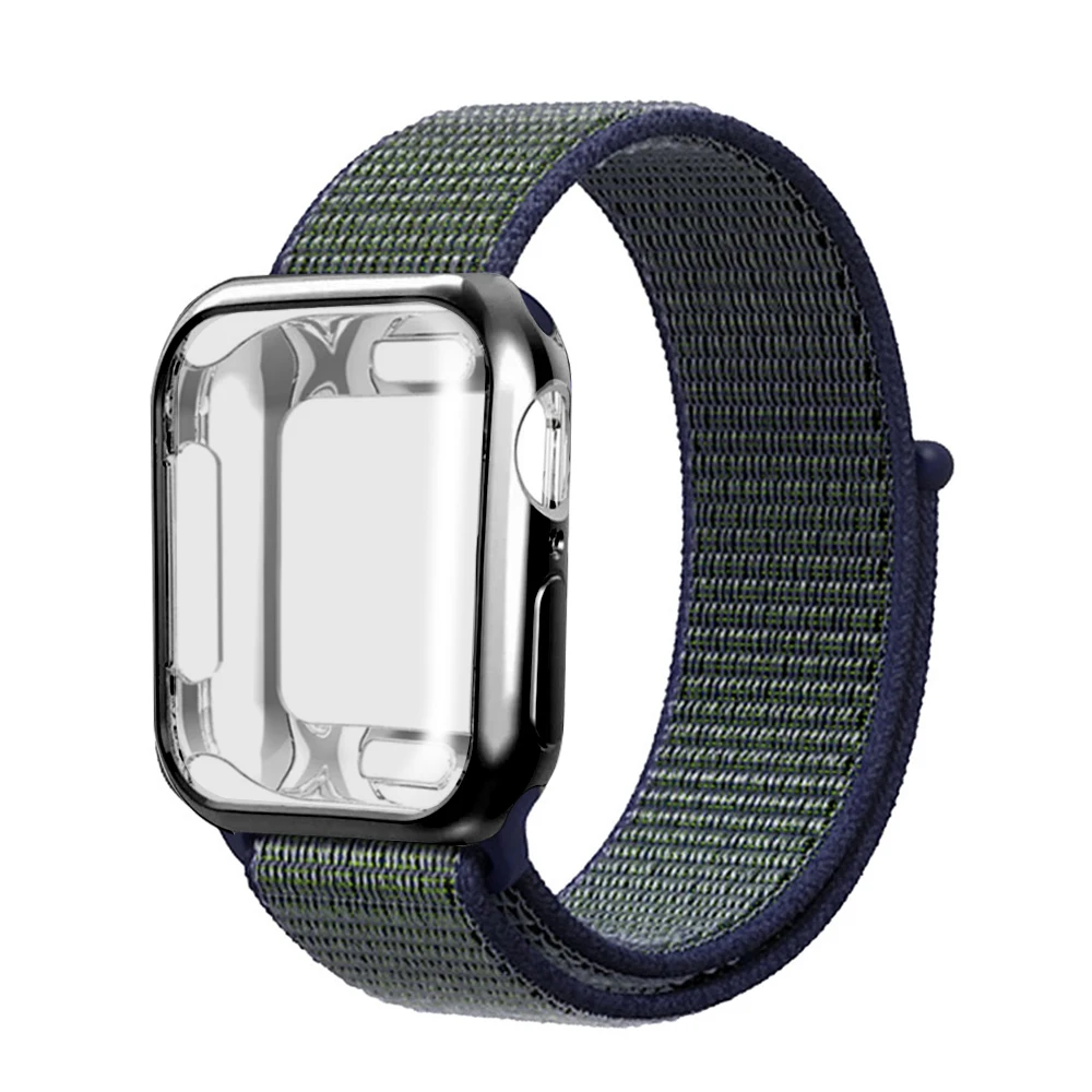 Нейлоновый ремешок+ чехол для Apple watch series 5/4/3/2/1, 42 мм, 38 мм, версия в едином положении во время занятий легкой атлетикой, ремешок для наручных часов iwatch, 40 мм 44 спортивный браслет - Цвет ремешка: Deep grey mist
