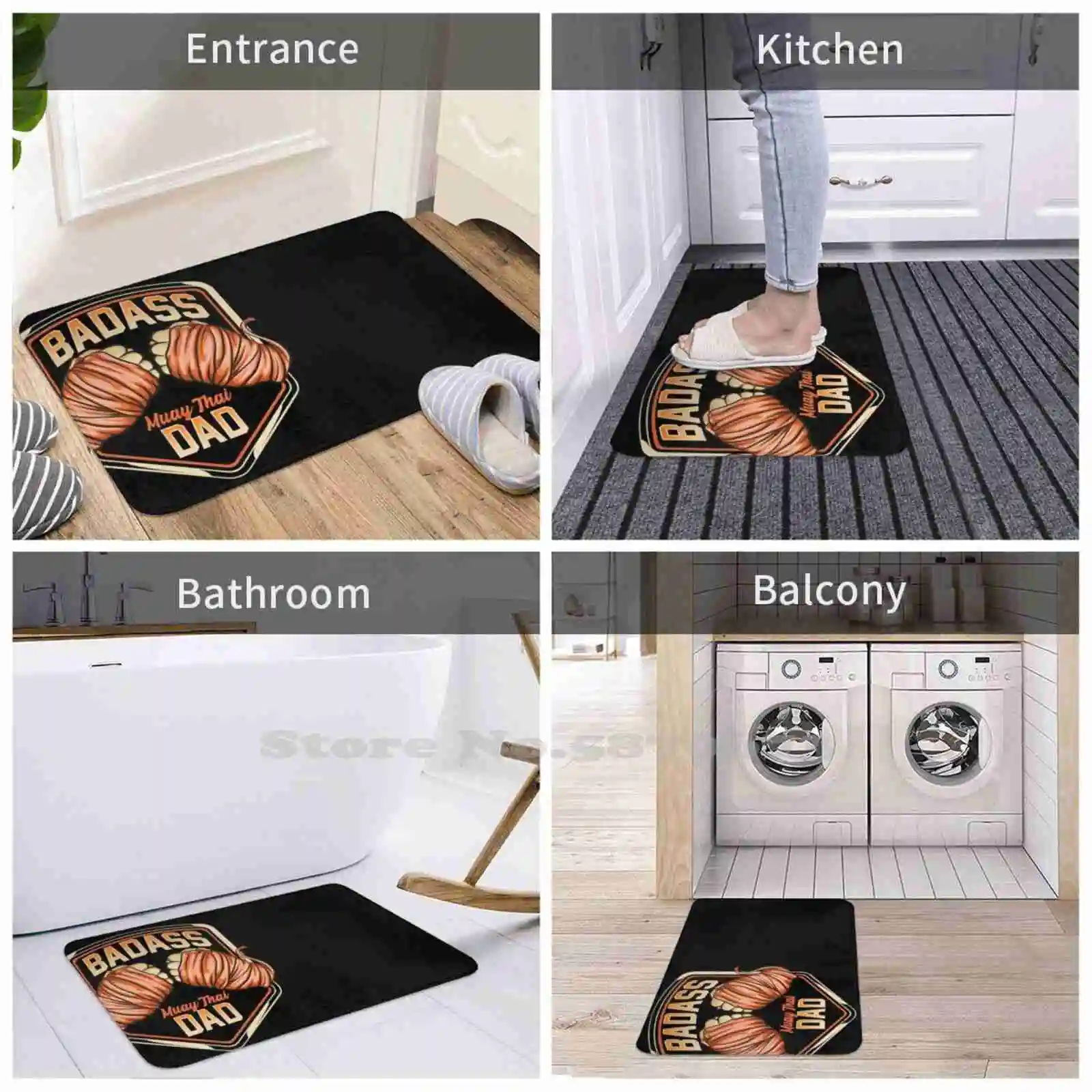 Badass Muay Thai Dad Mixed Martial Arts Father Door Mat Foot Pad Home Rug | Дом и сад