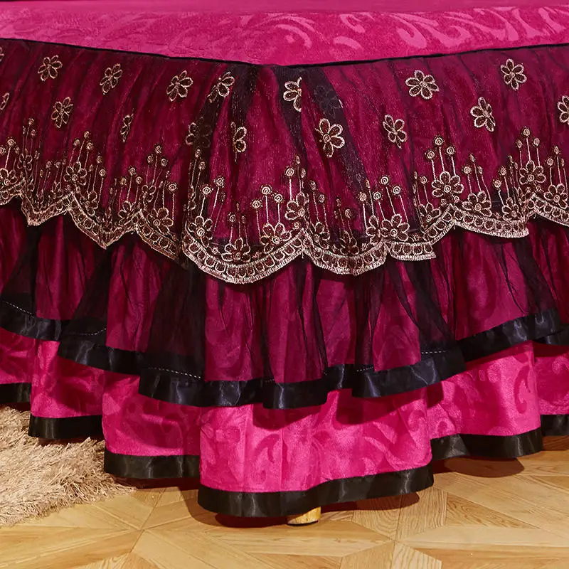 Европа стиль розово-красный бархатный кружевной Принцесса постельное белье