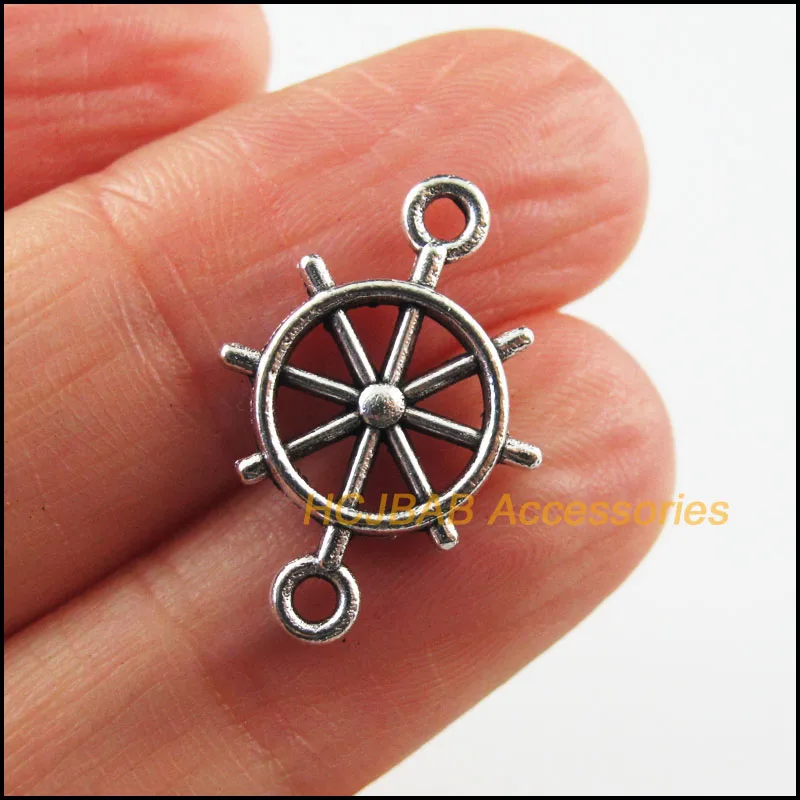 

25 New Sea Rudder Charms Ocean Connectors Tibetan Silver Color 14.5x21mm