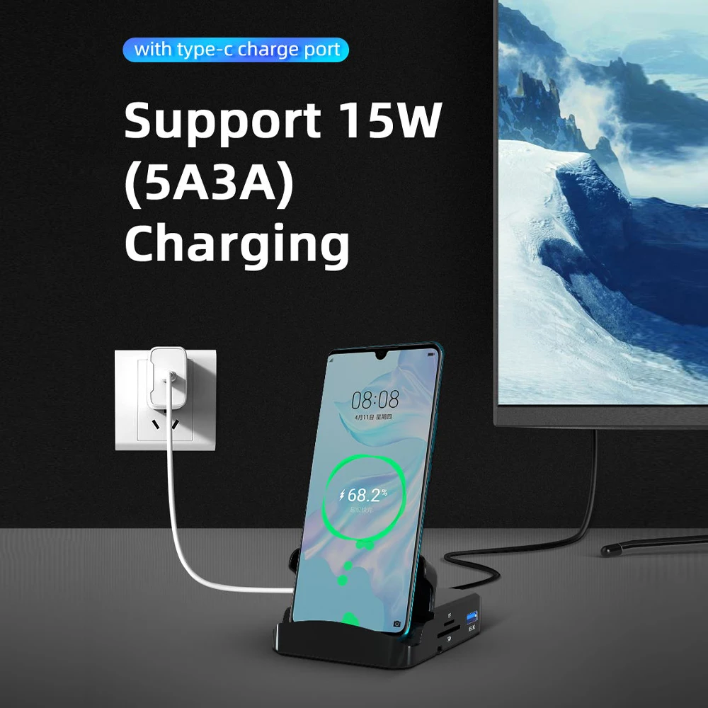 Док-станция Unnlink типа C 4K USB3.0 TF SD 15 Вт зарядка USB док-станция адаптер для S9 S10 S20 P20 P30