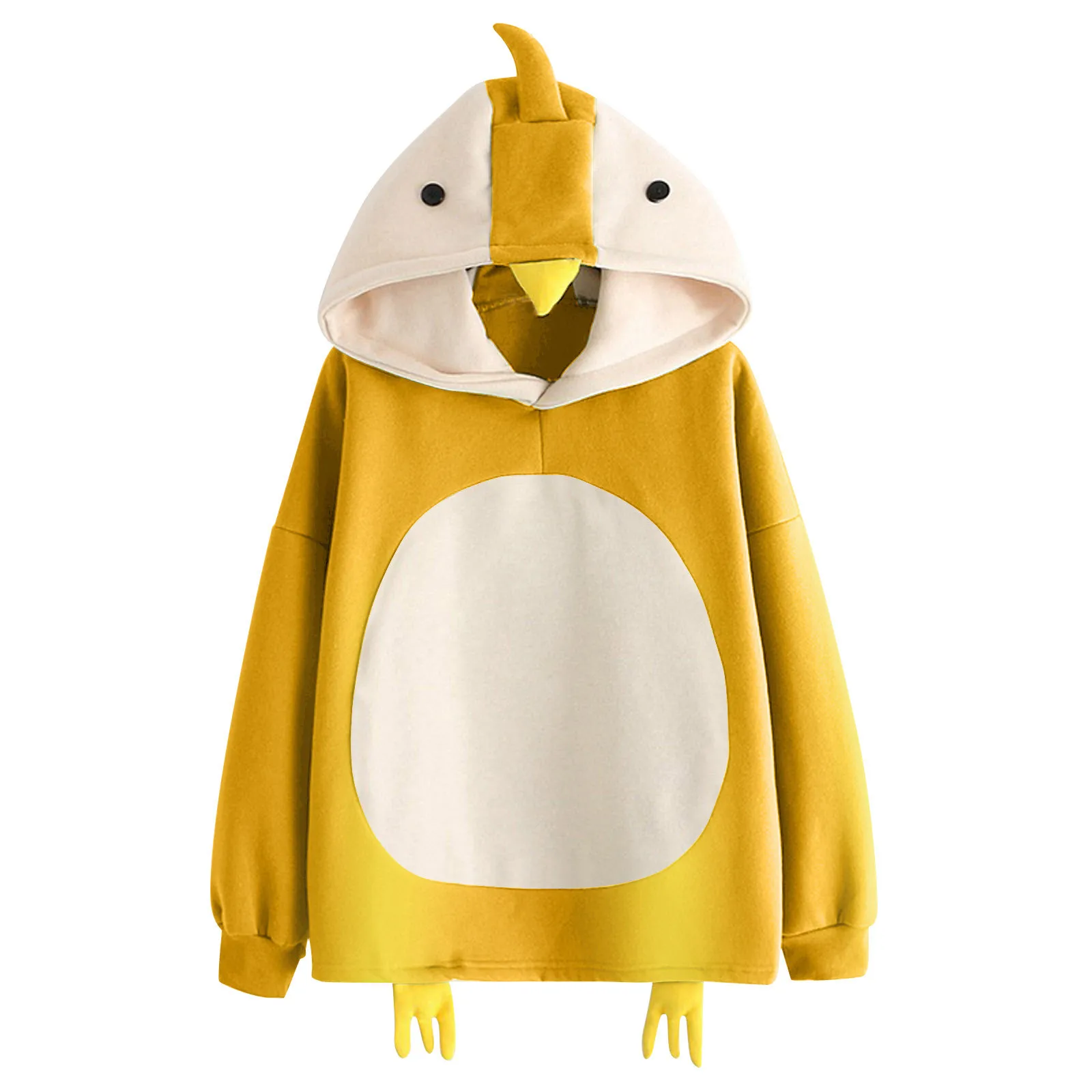 

Толстовка с капюшоном Kawaii Chick, милые толстовки с длинным рукавом и графическим принтом для девочек-подростков, пуловер в студенческом стиле,...