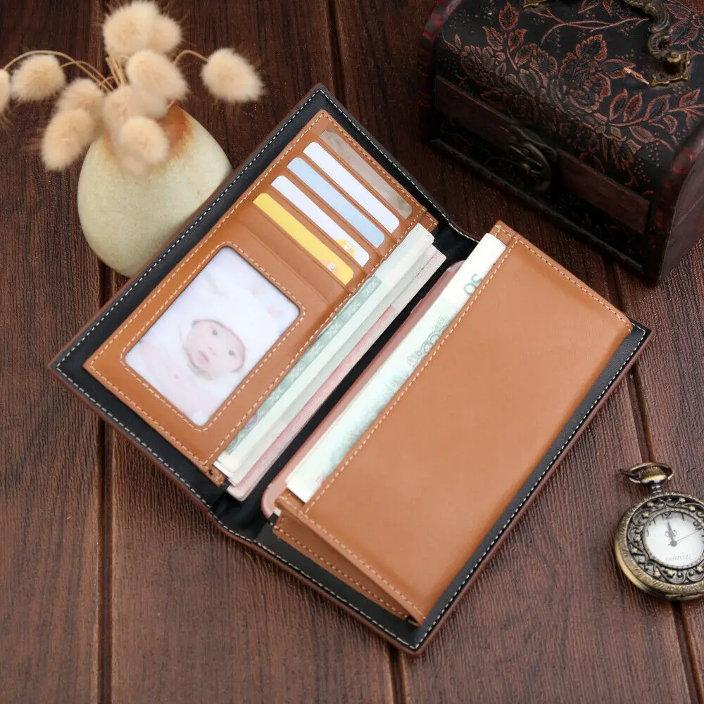 Новый мужской длинный кошелек клатч из искусственной кожи держатель для