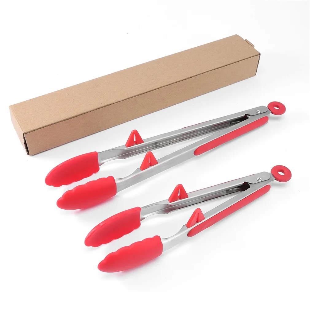 2 шт. кухонные инструменты 9 дюймов + 12 пищевой зажим из нержавеющей стали резина