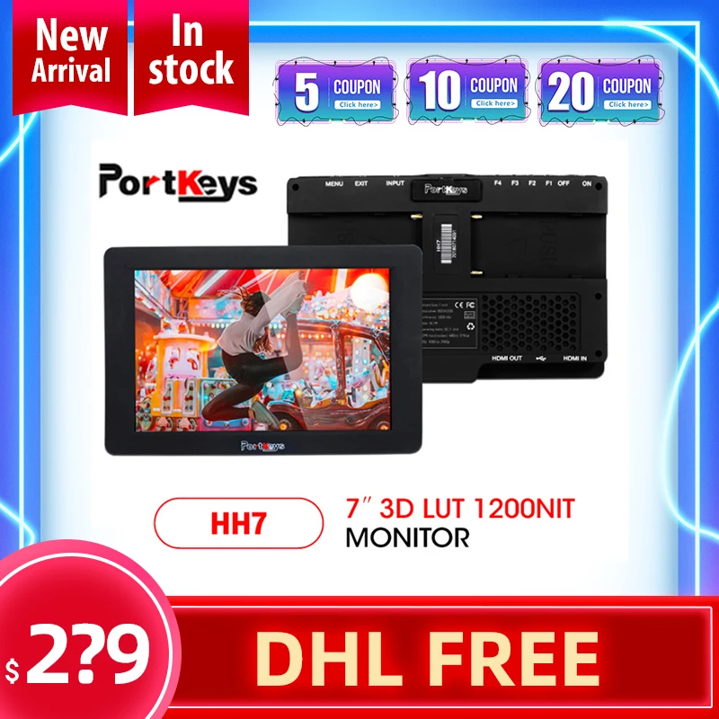 Монитор PortKeys HH7 4k 7 'ƉD LUT 4K HDMI кабель совместимый с камерой монитором wHistogram для